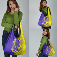 Campione d’Italia Grocery Bag with Yellow Horse Graphic and Purple Flame Crest - Wonder Print Shop