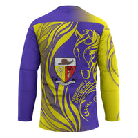 Campione d’Italia Hockey Jersey with Yellow Horse Graphic and Purple Flame Crest - Wonder Print Shop