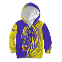 Campione d’Italia Kid Hoodie with Yellow Horse Graphic and Purple Flame Crest - Wonder Print Shop
