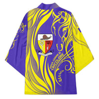 Campione d’Italia Kimono with Yellow Horse Graphic and Purple Flame Crest - Wonder Print Shop