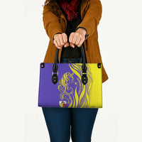 Campione d’Italia Leather Bag with Yellow Horse Graphic and Purple Flame Crest - Wonder Print Shop