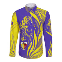 Campione d’Italia Long Sleeve Button Shirt with Yellow Horse Graphic and Purple Flame Crest - Wonder Print Shop