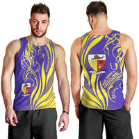 Campione d’Italia Men Tank Top with Yellow Horse Graphic and Purple Flame Crest - Wonder Print Shop