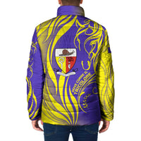 Campione d’Italia Padded Jacket with Yellow Horse Graphic and Purple Flame Crest - Wonder Print Shop