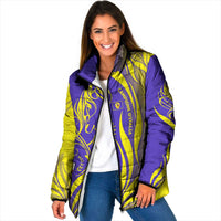 Campione d’Italia Padded Jacket with Yellow Horse Graphic and Purple Flame Crest - Wonder Print Shop