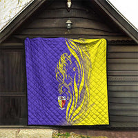 Campione d’Italia Quilt with Yellow Horse Graphic and Purple Flame Crest - Wonder Print Shop