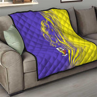 Campione d’Italia Quilt with Yellow Horse Graphic and Purple Flame Crest - Wonder Print Shop
