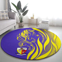 Campione d’Italia Round Carpet with Yellow Horse Graphic and Purple Flame Crest - Wonder Print Shop