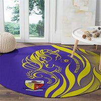 Campione d’Italia Round Carpet with Yellow Horse Graphic and Purple Flame Crest - Wonder Print Shop