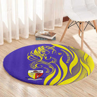 Campione d’Italia Round Carpet with Yellow Horse Graphic and Purple Flame Crest - Wonder Print Shop
