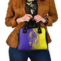 Campione d’Italia Shoulder Handbag with Yellow Horse Graphic and Purple Flame Crest - Wonder Print Shop