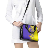 Campione d’Italia Shoulder Handbag with Yellow Horse Graphic and Purple Flame Crest - Wonder Print Shop