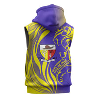 Campione d’Italia Sleeveless Zip Hoodie with Yellow Horse Graphic and Purple Flame Crest - Wonder Print Shop