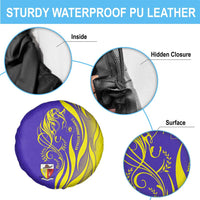 Campione d’Italia Spare Tire Cover with Yellow Horse Graphic and Purple Flame Crest - Wonder Print Shop