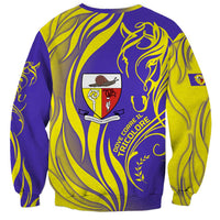 Campione d’Italia Sweatshirt with Yellow Horse Graphic and Purple Flame Crest - Wonder Print Shop