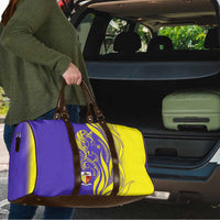 Campione d’Italia Travel Bag with Yellow Horse Graphic and Purple Flame Crest - Wonder Print Shop
