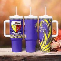 Campione d’Italia Tumbler With Handle with Yellow Horse Graphic and Purple Flame Crest - Wonder Print Shop