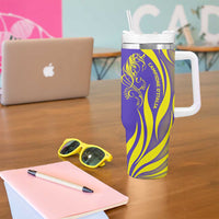 Campione d’Italia Tumbler With Handle with Yellow Horse Graphic and Purple Flame Crest - Wonder Print Shop