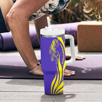 Campione d’Italia Tumbler With Handle with Yellow Horse Graphic and Purple Flame Crest - Wonder Print Shop