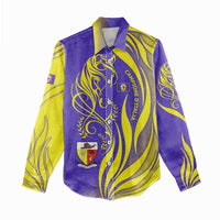 Campione d’Italia Women Casual Shirt with Yellow Horse Graphic and Purple Flame Crest - Wonder Print Shop