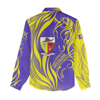 Campione d’Italia Women Casual Shirt with Yellow Horse Graphic and Purple Flame Crest - Wonder Print Shop