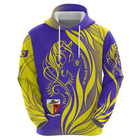 Campione d’Italia Zip Hoodie with Yellow Horse Graphic and Purple Flame Crest - Wonder Print Shop