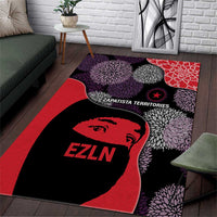Zapatista Territories Area Rug Mexico with EZLN Masked Face and Floral - Wonder Print Shop