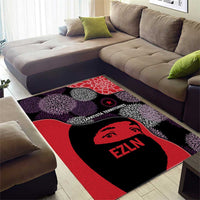 Zapatista Territories Area Rug Mexico with EZLN Masked Face and Floral - Wonder Print Shop