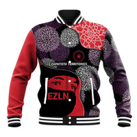 Zapatista Territories Baseball Jacket Mexico with EZLN Masked Face and Floral - Wonder Print Shop
