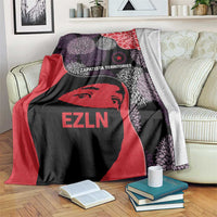 Zapatista Territories Blanket Mexico with EZLN Masked Face and Floral - Wonder Print Shop