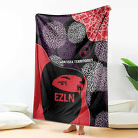 Zapatista Territories Blanket Mexico with EZLN Masked Face and Floral - Wonder Print Shop