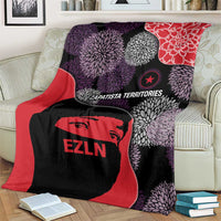 Zapatista Territories Blanket Mexico with EZLN Masked Face and Floral - Wonder Print Shop