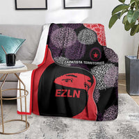 Zapatista Territories Blanket Mexico with EZLN Masked Face and Floral - Wonder Print Shop