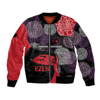 Zapatista Territories Bomber Jacket Mexico with EZLN Masked Face and Floral - Wonder Print Shop