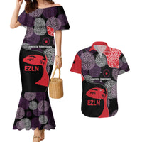 Zapatista Territories Couples Matching Mermaid Dress and Hawaiian Shirt Mexico with EZLN Masked Face and Floral - Wonder Print Shop