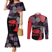 Zapatista Territories Couples Matching Mermaid Dress and Long Sleeve Button Shirt Mexico with EZLN Masked Face and Floral - Wonder Print Shop