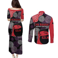 Zapatista Territories Couples Matching Puletasi and Long Sleeve Button Shirt Mexico with EZLN Masked Face and Floral - Wonder Print Shop