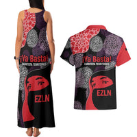 Zapatista Territories Couples Matching Tank Maxi Dress and Hawaiian Shirt Mexico with EZLN Masked Face and Floral - Wonder Print Shop