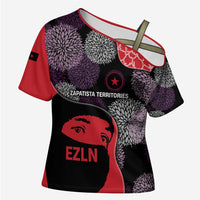 Zapatista Territories Cross Shoulder Shirt Mexico with EZLN Masked Face and Floral - Wonder Print Shop