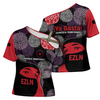 Zapatista Territories Cross Shoulder Shirt Mexico with EZLN Masked Face and Floral - Wonder Print Shop