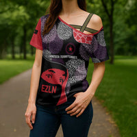 Zapatista Territories Cross Shoulder Shirt Mexico with EZLN Masked Face and Floral - Wonder Print Shop