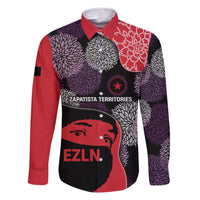 Zapatista Territories Family Matching Long Sleeve Bodycon Dress and Hawaiian Shirt Mexico with EZLN Masked Face and Floral - Wonder Print Shop