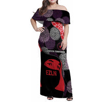 Zapatista Territories Family Matching Off Shoulder Maxi Dress and Hawaiian Shirt Mexico with EZLN Masked Face and Floral - Wonder Print Shop