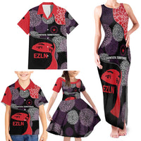 Zapatista Territories Family Matching Tank Maxi Dress and Hawaiian Shirt Mexico with EZLN Masked Face and Floral - Wonder Print Shop