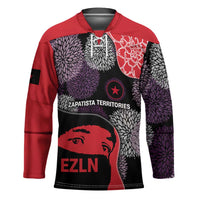 Zapatista Territories Hockey Jersey Mexico with EZLN Masked Face and Floral - Wonder Print Shop