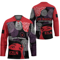 Zapatista Territories Hockey Jersey Mexico with EZLN Masked Face and Floral - Wonder Print Shop