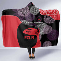 Zapatista Territories Hooded Blanket Mexico with EZLN Masked Face and Floral - Wonder Print Shop