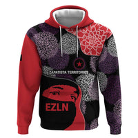 Zapatista Territories Hoodie Mexico with EZLN Masked Face and Floral - Wonder Print Shop