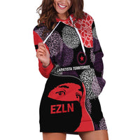 Zapatista Territories Hoodie Dress Mexico with EZLN Masked Face and Floral - Wonder Print Shop