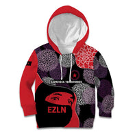 Zapatista Territories Kid Hoodie Mexico with EZLN Masked Face and Floral - Wonder Print Shop